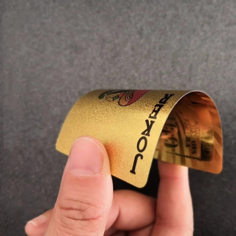 55PCS Gold Foil Playing Cards — 24K золотые пластиковые покерные пакеты, водонепроницаемые и долгосрочные карты игры