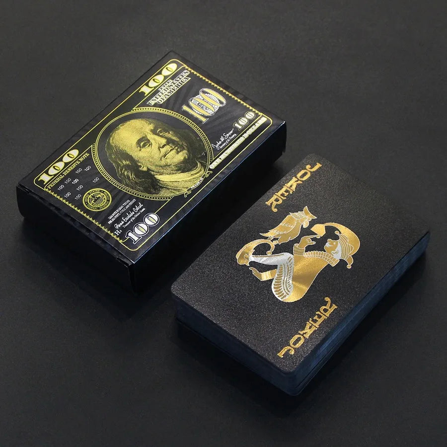 55PCS Gold Foil Playing Cards — 24K золотые пластиковые покерные пакеты, водонепроницаемые и долгосрочные карты игры