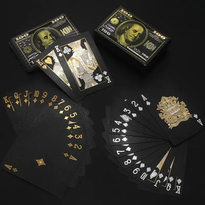55PCS Gold Foil Playing Cards — 24K золотые пластиковые покерные пакеты, водонепроницаемые и долгосрочные карты игры