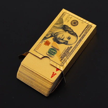 55PCS Gold Foil Playing Cards — 24K золотые пластиковые покерные пакеты, водонепроницаемые и долгосрочные карты игры
