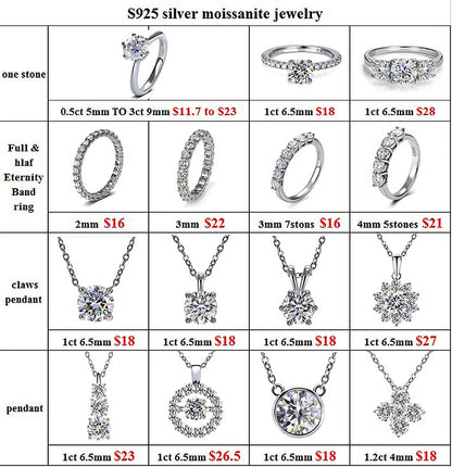 0,1 ct 3 мм D VVS Moissanite Full Eternity Band King — 925 Sterling Silver Aption & Party Juelry for Women