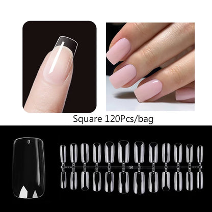 120PCS Matte Press-On Nail Tips – Мягкий полнокровный овальный миндальный гвоздь для DIY Manicure