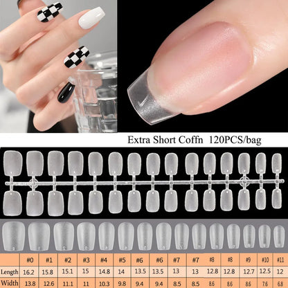 120PCS Matte Press-On Nail Tips – Мягкий полнокровный овальный миндальный гвоздь для DIY Manicure