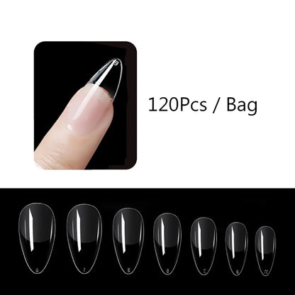 120PCS Matte Press-On Nail Tips – Мягкий полнокровный овальный миндальный гвоздь для DIY Manicure