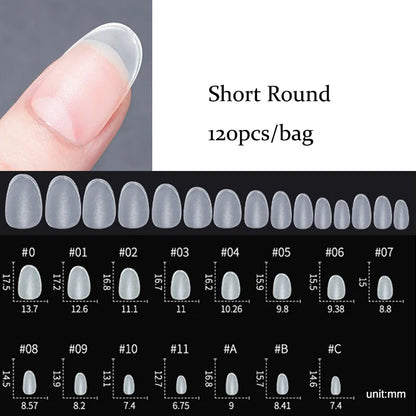 120PCS Matte Press-On Nail Tips – Мягкий полнокровный овальный миндальный гвоздь для DIY Manicure