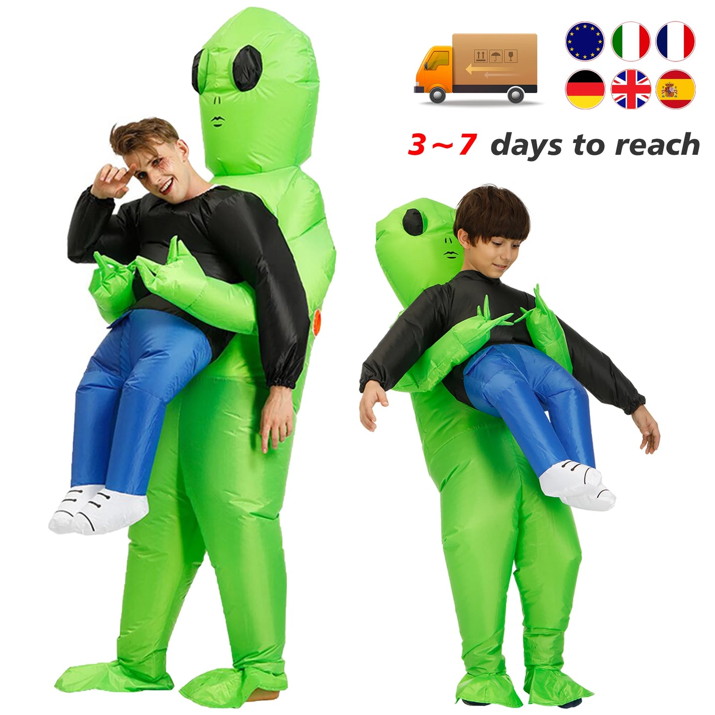ET-Aliens Inflatable Costume – Scary Monster Cosplay for Adults & Kids, Halloween, Christmas, Thanksgiving, Party, Festival Costume