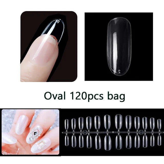 120PCS Matte Press-On Nail Tips – Мягкий полнокровный овальный миндальный гвоздь для DIY Manicure