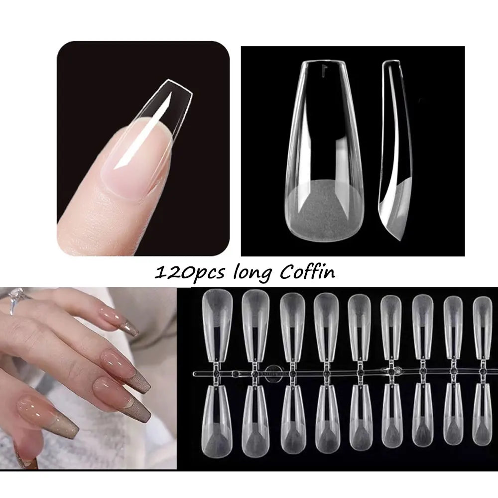 120PCS Matte Press-On Nail Tips – Мягкий полнокровный овальный миндальный гвоздь для DIY Manicure
