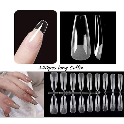 120PCS Matte Press-On Nail Tips – Мягкий полнокровный овальный миндальный гвоздь для DIY Manicure