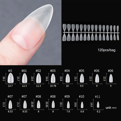 120PCS Matte Press-On Nail Tips – Мягкий полнокровный овальный миндальный гвоздь для DIY Manicure