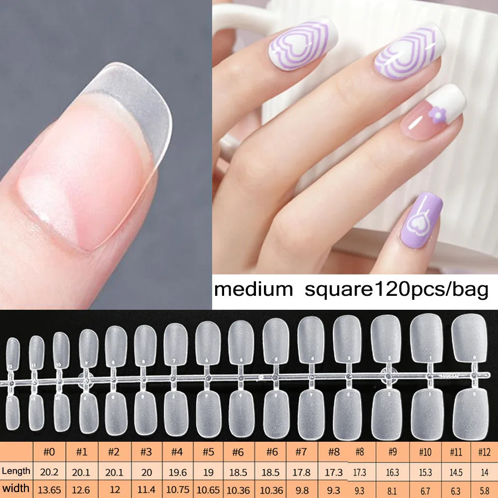 120PCS Matte Press-On Nail Tips – Мягкий полнокровный овальный миндальный гвоздь для DIY Manicure