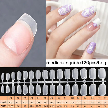 120PCS Matte Press-On Nail Tips – Мягкий полнокровный овальный миндальный гвоздь для DIY Manicure