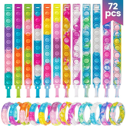 12/24/36PCS Silicone Colorful Bubble Wristband – Kids Party Favors, Birthday Gifts, Wedding Souvenirs, Carnival & Holiday Bracelets