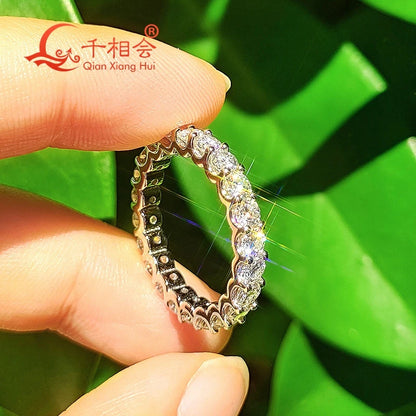0,1 ct 3 мм D VVS Moissanite Full Eternity Band King — 925 Sterling Silver Aption & Party Juelry for Women