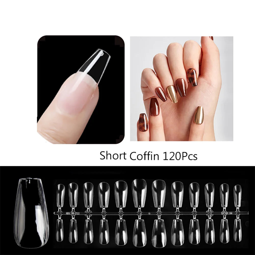 120PCS Matte Press-On Nail Tips – Мягкий полнокровный овальный миндальный гвоздь для DIY Manicure