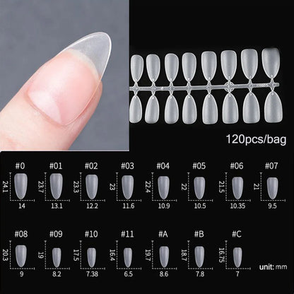 120PCS Matte Press-On Nail Tips – Мягкий полнокровный овальный миндальный гвоздь для DIY Manicure