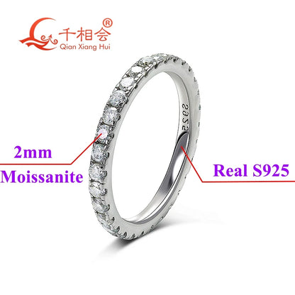 0,1 ct 3 мм D VVS Moissanite Full Eternity Band King — 925 Sterling Silver Aption & Party Juelry for Women