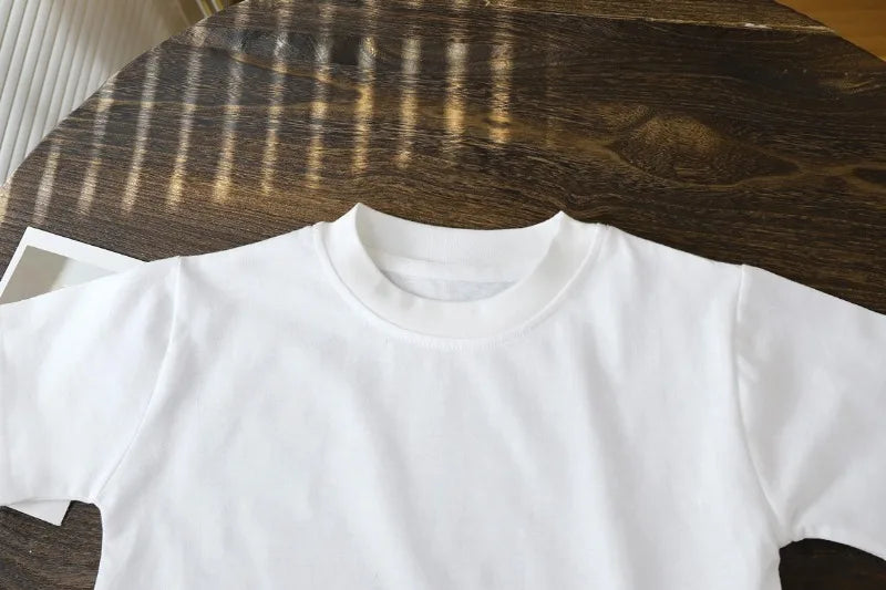 2-10Y Children’s Pure Cotton Short Sleeve Pullover T-Shirt – Baby Boys & Girls Summer Tops