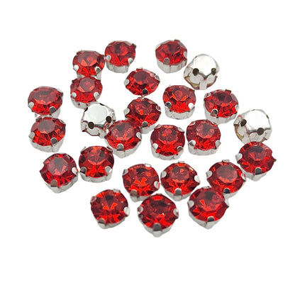 Round Glass Rhinestones with Claw – Silver Base Sew-On Crystals for Clothing, Shoes, and Crafts