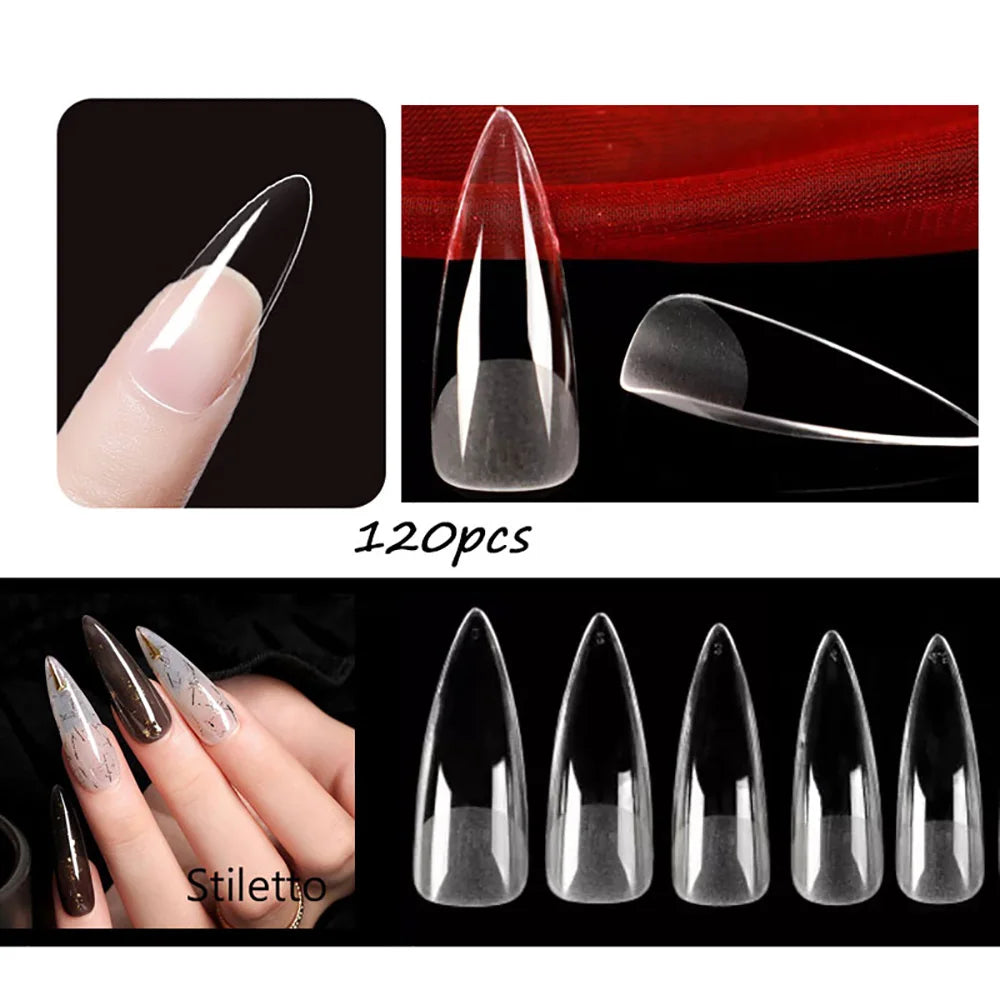 120PCS Matte Press-On Nail Tips – Мягкий полнокровный овальный миндальный гвоздь для DIY Manicure