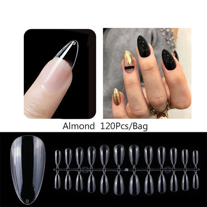 120PCS Matte Press-On Nail Tips – Мягкий полнокровный овальный миндальный гвоздь для DIY Manicure