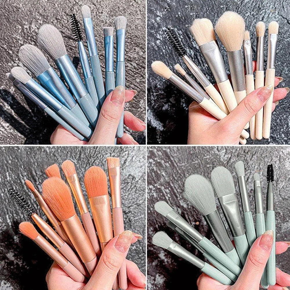 8Pcs Miscup Brush Set Concealer Brush Blosh Llous Lowder Brush Eye Show Highlighter Foundation Brush Bresh Breaty Instruments