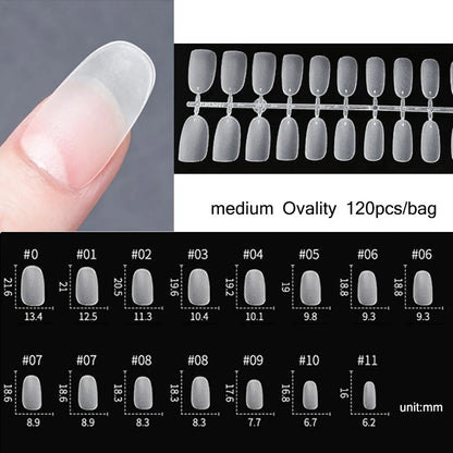 120PCS Matte Press-On Nail Tips – Мягкий полнокровный овальный миндальный гвоздь для DIY Manicure