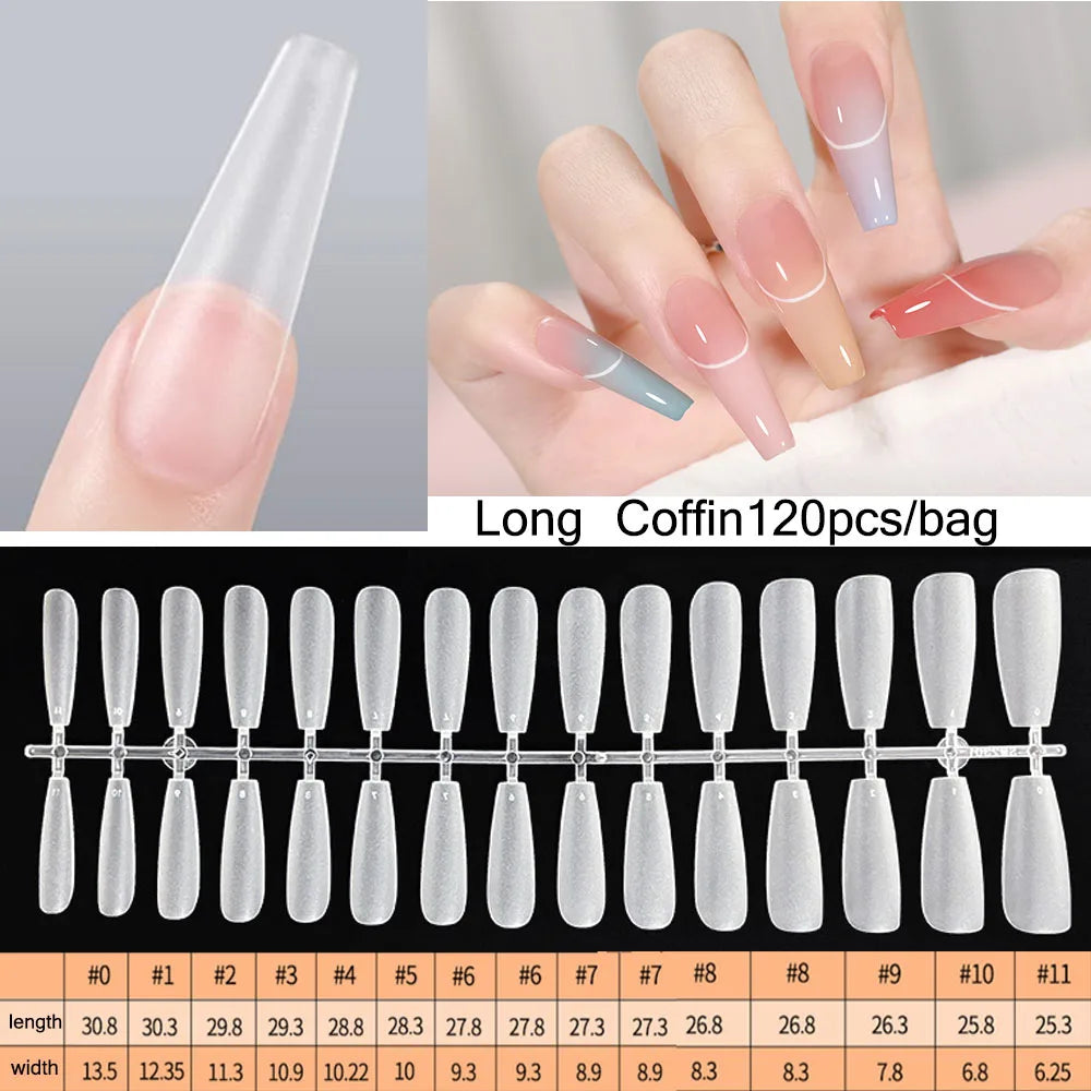 120PCS Matte Press-On Nail Tips – Мягкий полнокровный овальный миндальный гвоздь для DIY Manicure