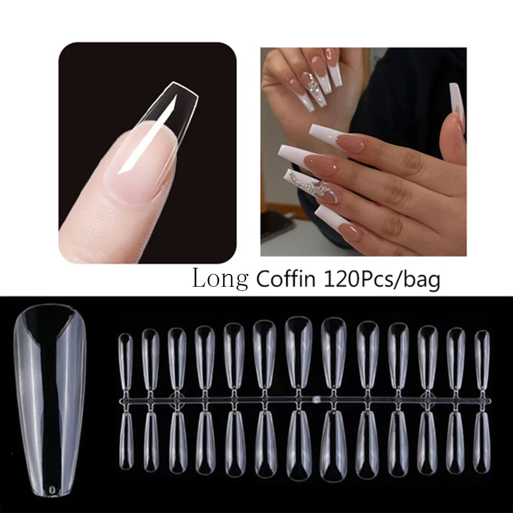 120PCS Matte Press-On Nail Tips – Мягкий полнокровный овальный миндальный гвоздь для DIY Manicure