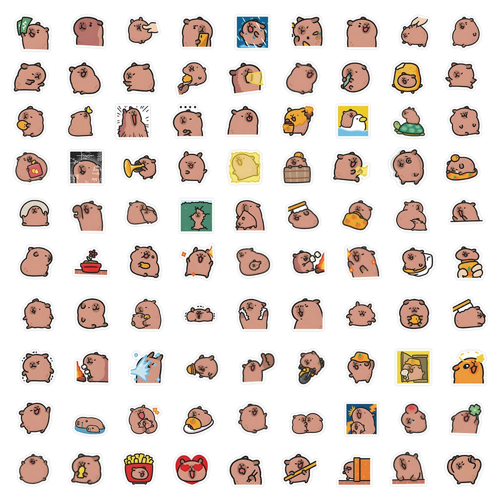 10/50/1000pcs Capybaras Stickers - Симпатичные шарики для портативных компьютеров, телефонов, автомобилей, велосипедов и детей DIY