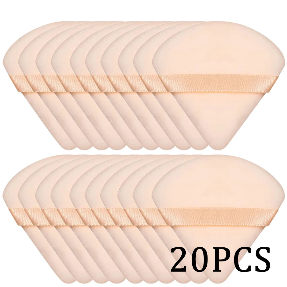20/30Pcs Triangle Velvet Powder Puff – Wet & Dry Use Makeup Sponge for Foundation, Cosmetics, and Beauty Blending